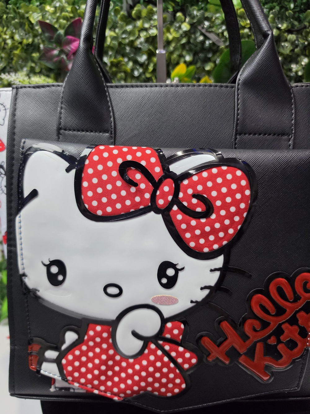 Hello Kitty Black Tote Bag with Red Polka Dot Bow